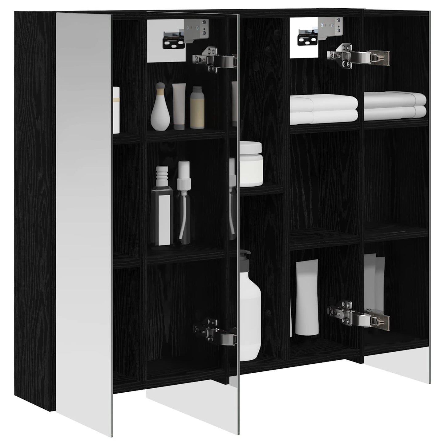 Bathroom Mirror Cabinet Black Oak 70 x 14.5 x 70 cm