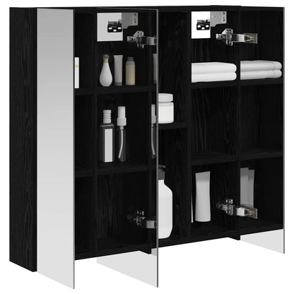 Bathroom Mirror Cabinet Black Oak 70 x 14.5 x 70 cm