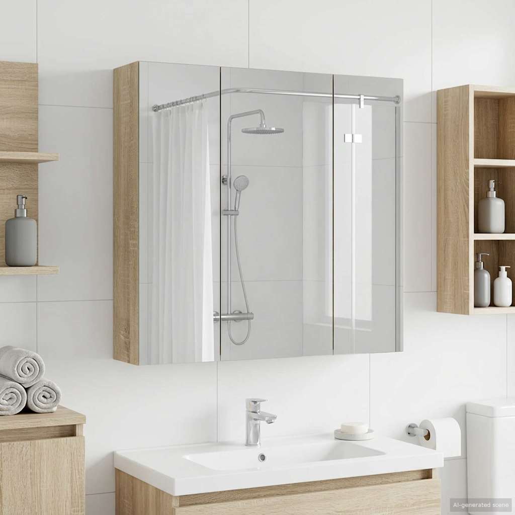 Bathroom Mirror Cabinet Sonoma Oak 70 x 14.5 x 70 cm