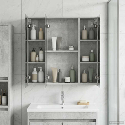 Bathroom Mirror Cabinet Concrete Grey 70 x 14.5 x 70 cm