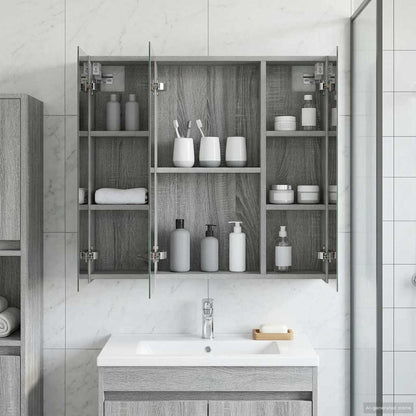 Bathroom Mirror Cabinet Grey Sonoma 70 x 14.5 x 70 cm