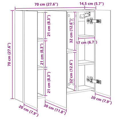 Bathroom Mirror Cabinet Artisian Oak 70 x 14.5 x 70 cm