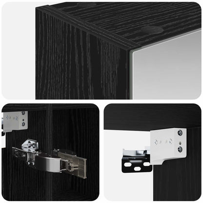 Bathroom Mirror Cabinet Black Oak 70 x 14.5 x 70 cm