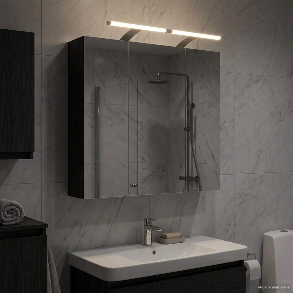 Bathroom Mirror Cabinet Black Oak 70 x 14.5 x 70 cm
