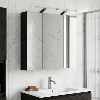 Bathroom Mirror Cabinet Black Oak 70 x 14.5 x 70 cm
