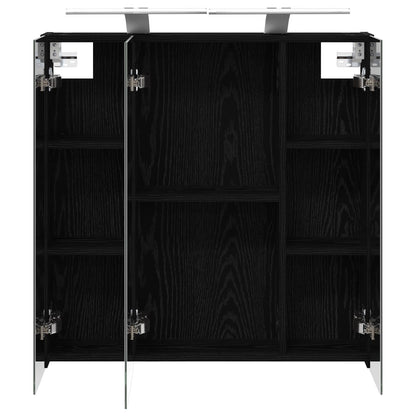Bathroom Mirror Cabinet Black Oak 70 x 14.5 x 70 cm