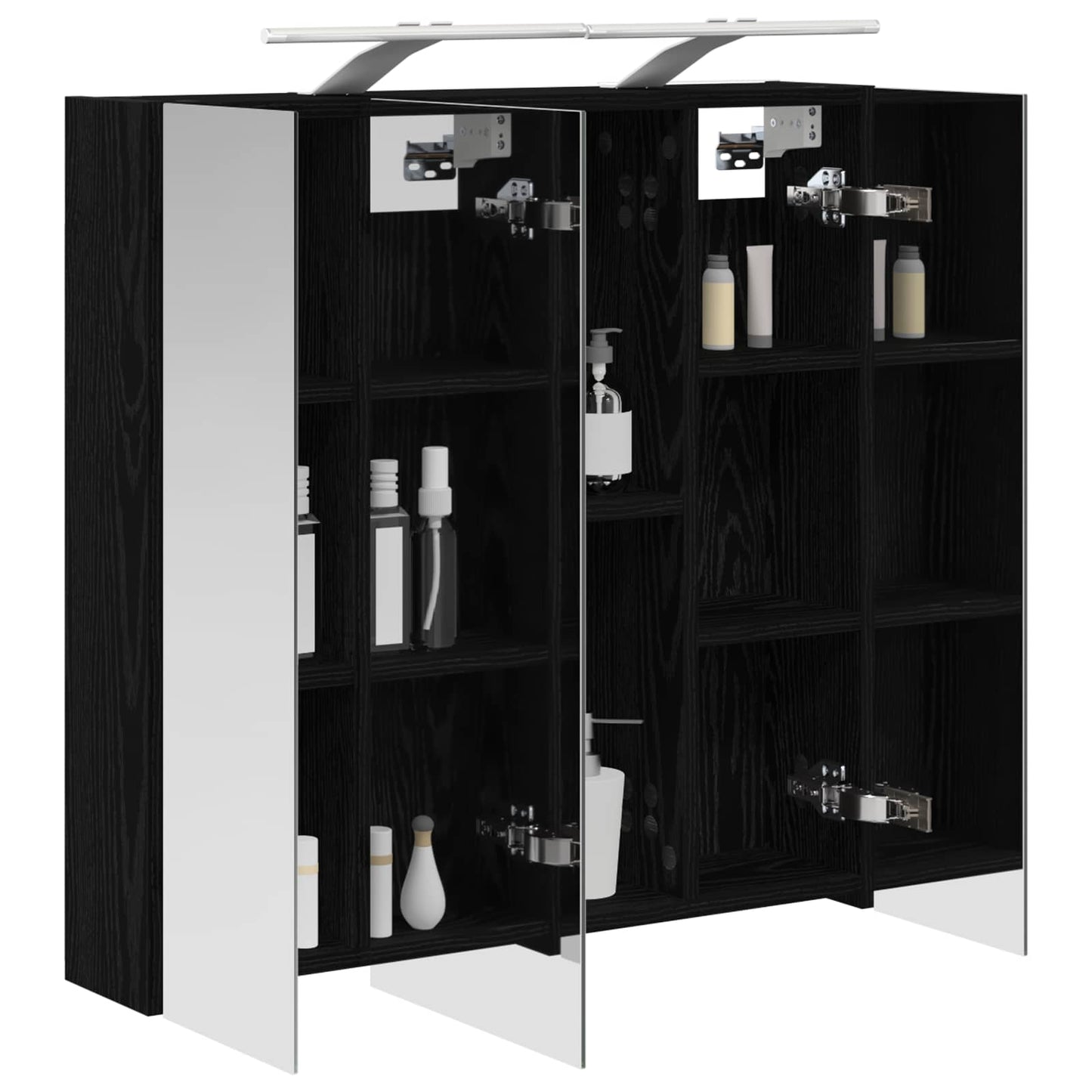 Bathroom Mirror Cabinet Black Oak 70 x 14.5 x 70 cm