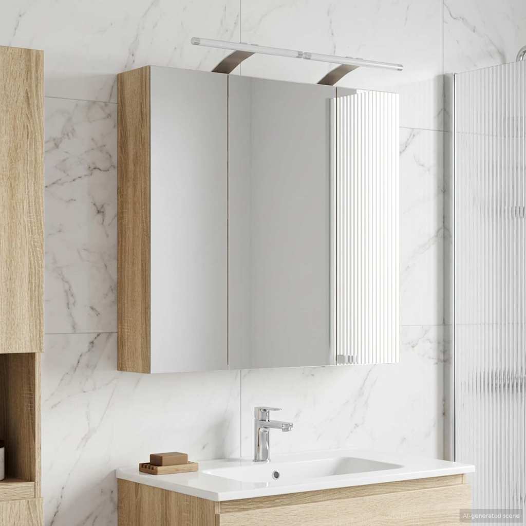 Bathroom Mirror Cabinet Sonoma Oak 70 x 14.5 x 70 cm