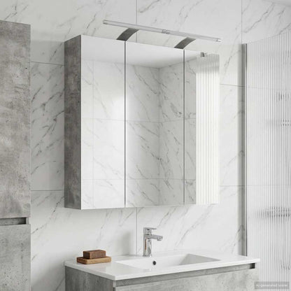 Bathroom Mirror Cabinet Concrete Grey 70 x 14.5 x 70 cm