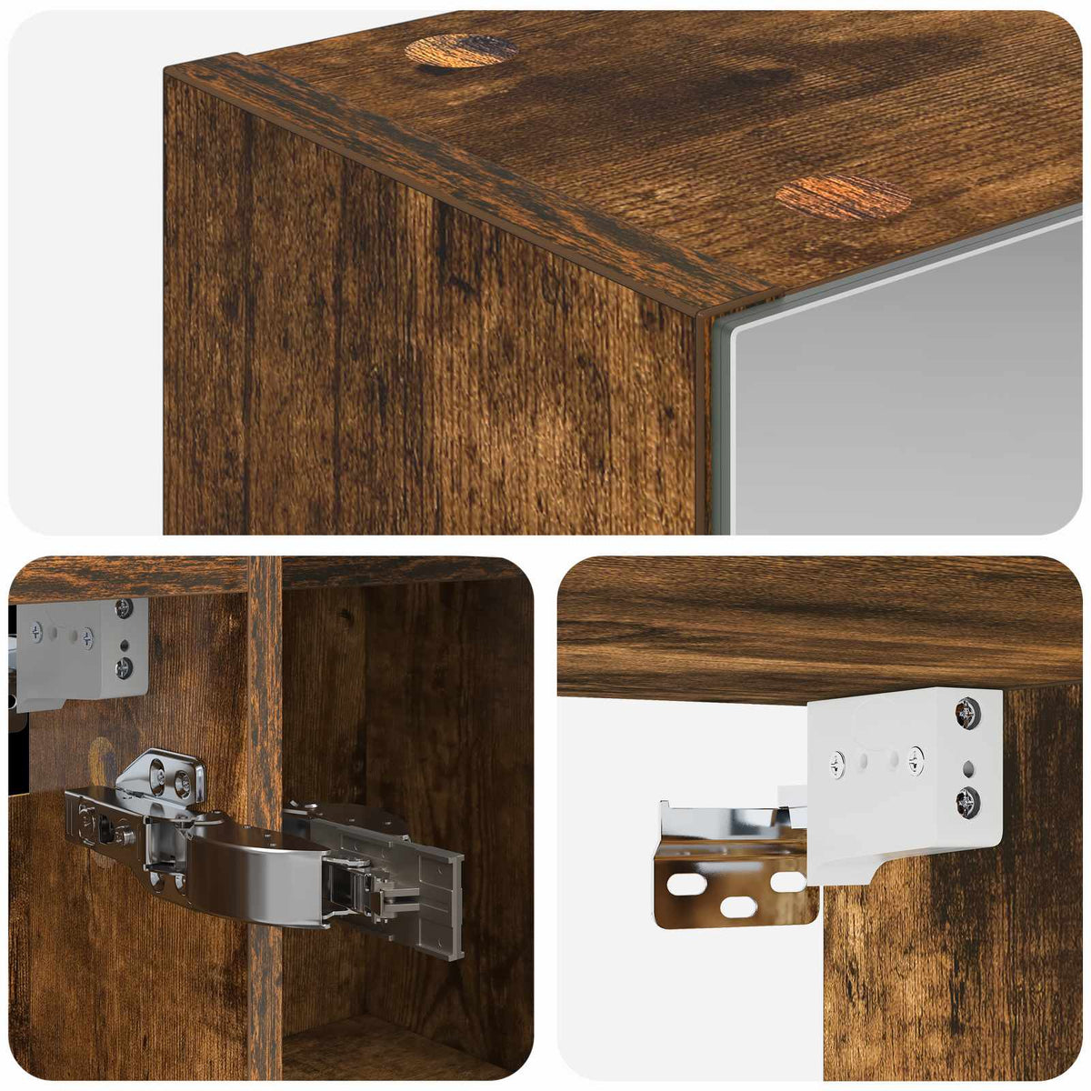 Bathroom Mirror Cabinet Smoked Oak 70 x 14.5 x 70 cm