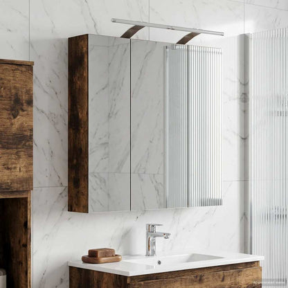Bathroom Mirror Cabinet Smoked Oak 70 x 14.5 x 70 cm
