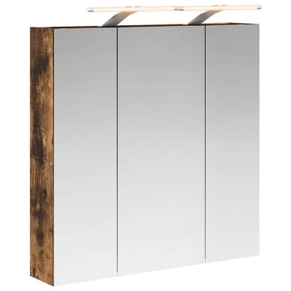 Bathroom Mirror Cabinet Smoked Oak 70 x 14.5 x 70 cm