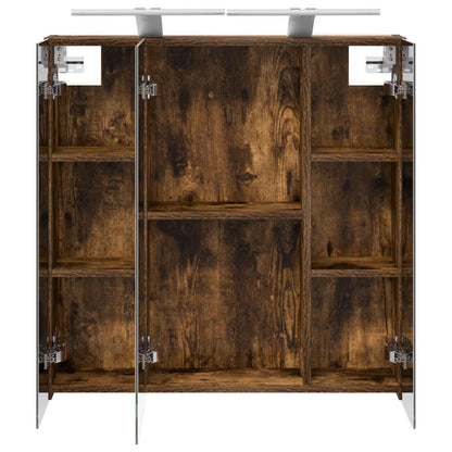 Bathroom Mirror Cabinet Smoked Oak 70 x 14.5 x 70 cm
