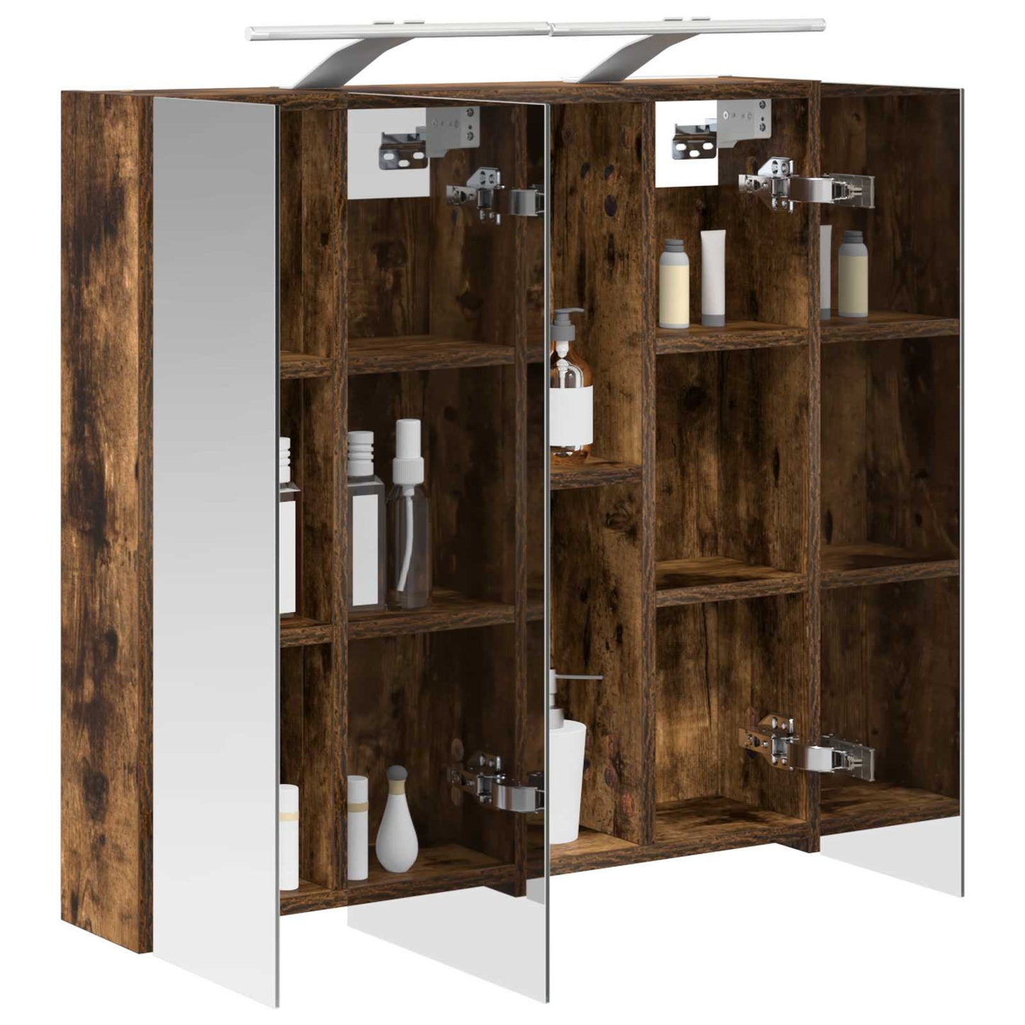 Bathroom Mirror Cabinet Smoked Oak 70 x 14.5 x 70 cm