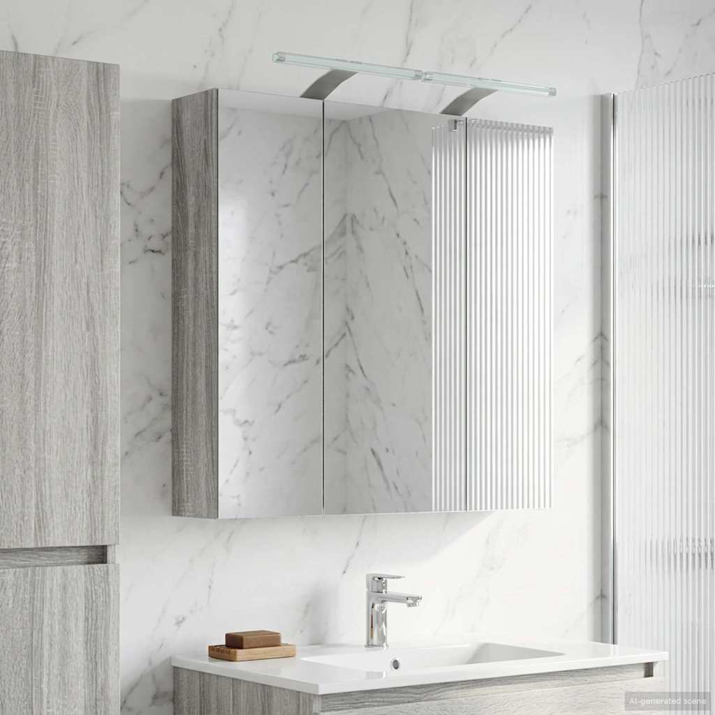 Bathroom Mirror Cabinet Grey Sonoma 70 x 14.5 x 70 cm