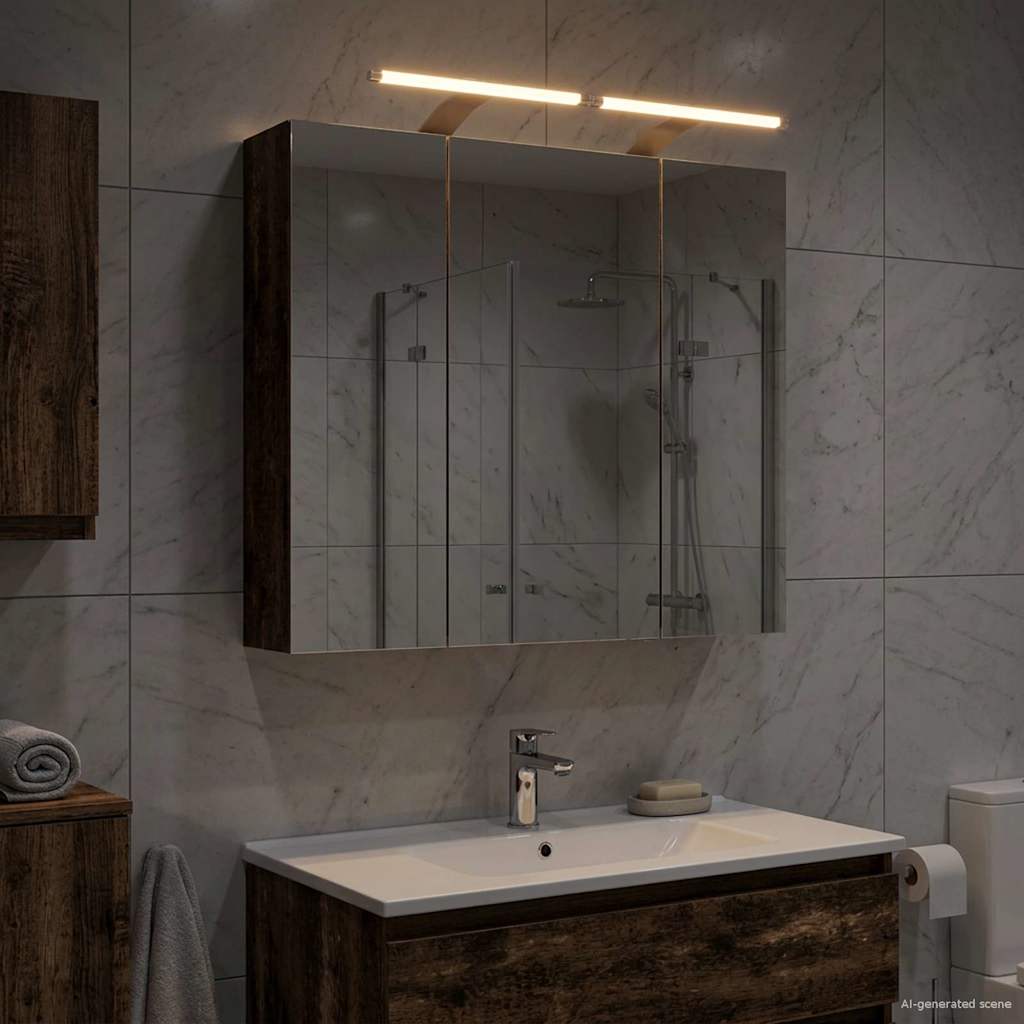 Bathroom Mirror Cabinet Old Wood 70 x 14.5 x 70 cm