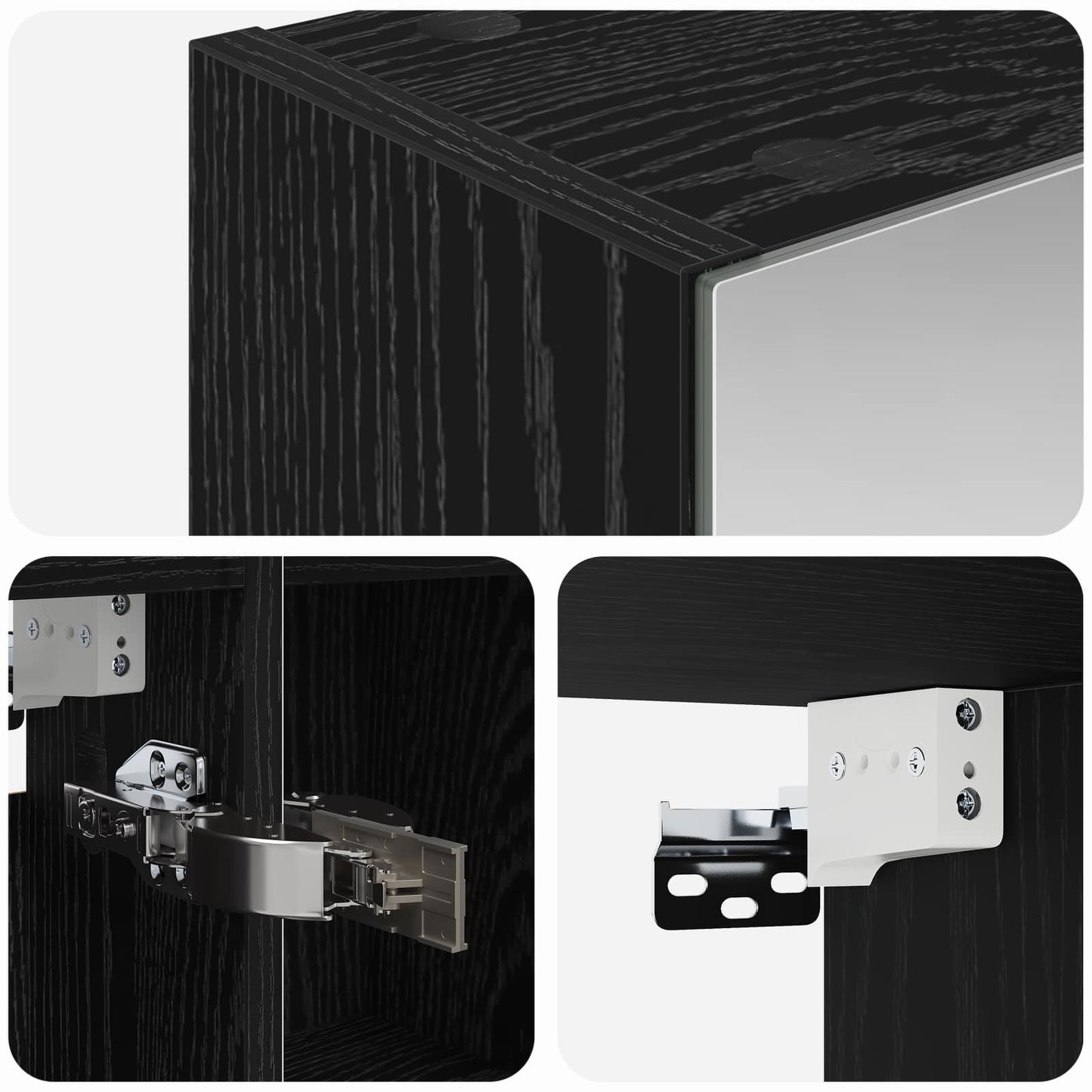 Bathroom Mirror Cabinet Black Oak 80 x 14.5 x 70 cm