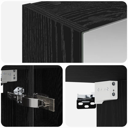 Bathroom Mirror Cabinet Black Oak 80 x 14.5 x 70 cm