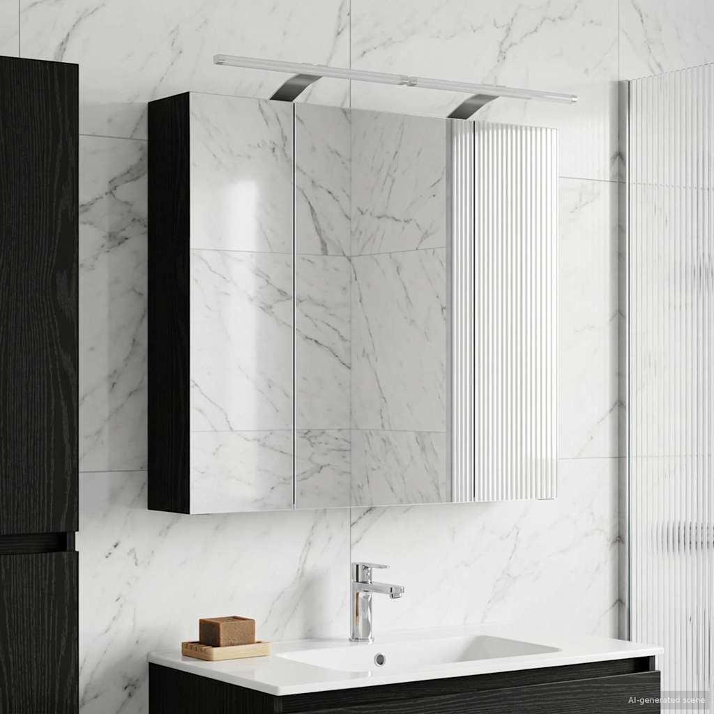 Bathroom Mirror Cabinet Black Oak 80 x 14.5 x 70 cm
