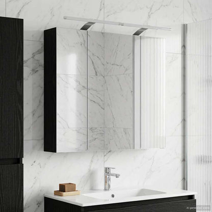 Bathroom Mirror Cabinet Black Oak 80 x 14.5 x 70 cm
