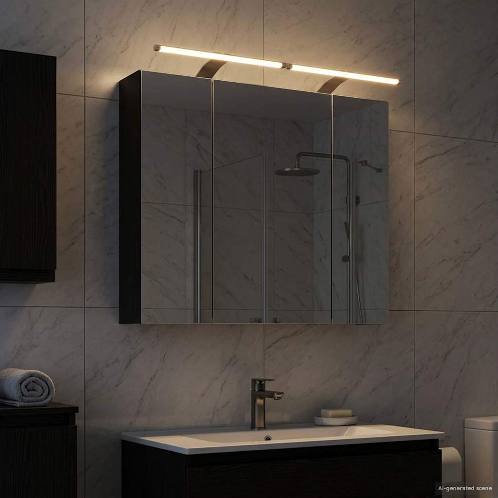 Bathroom Mirror Cabinet Black Oak 80 x 14.5 x 70 cm