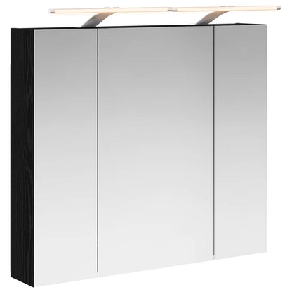 Bathroom Mirror Cabinet Black Oak 80 x 14.5 x 70 cm