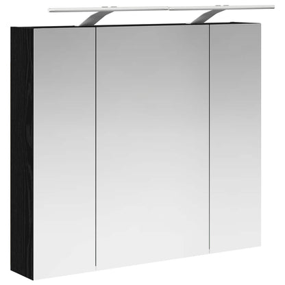 Bathroom Mirror Cabinet Black Oak 80 x 14.5 x 70 cm