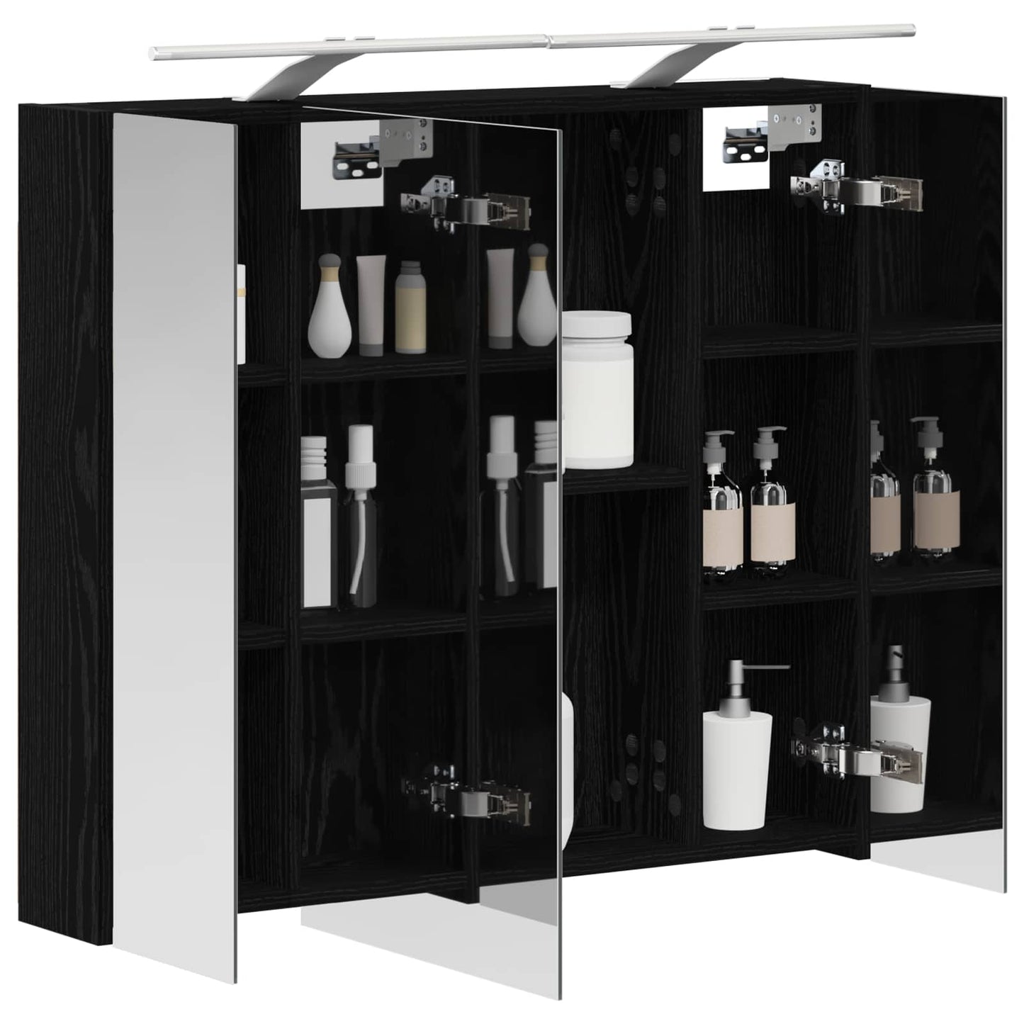 Bathroom Mirror Cabinet Black Oak 80 x 14.5 x 70 cm