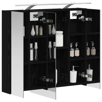 Bathroom Mirror Cabinet Black Oak 80 x 14.5 x 70 cm
