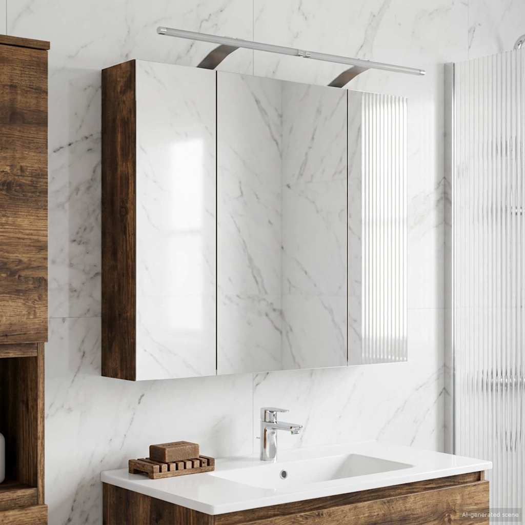 Bathroom Mirror Cabinet Smoked Oak 80 x 14.5 x 70 cm