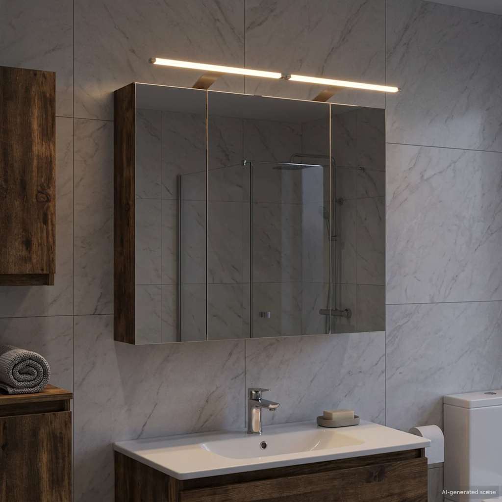 Bathroom Mirror Cabinet Smoked Oak 80 x 14.5 x 70 cm