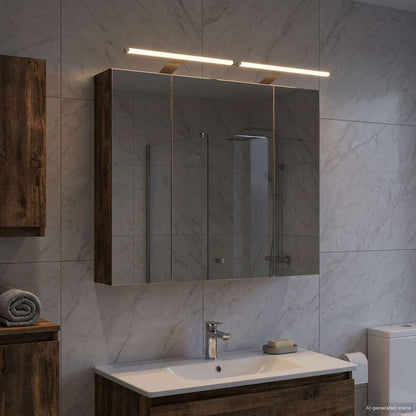 Bathroom Mirror Cabinet Smoked Oak 80 x 14.5 x 70 cm