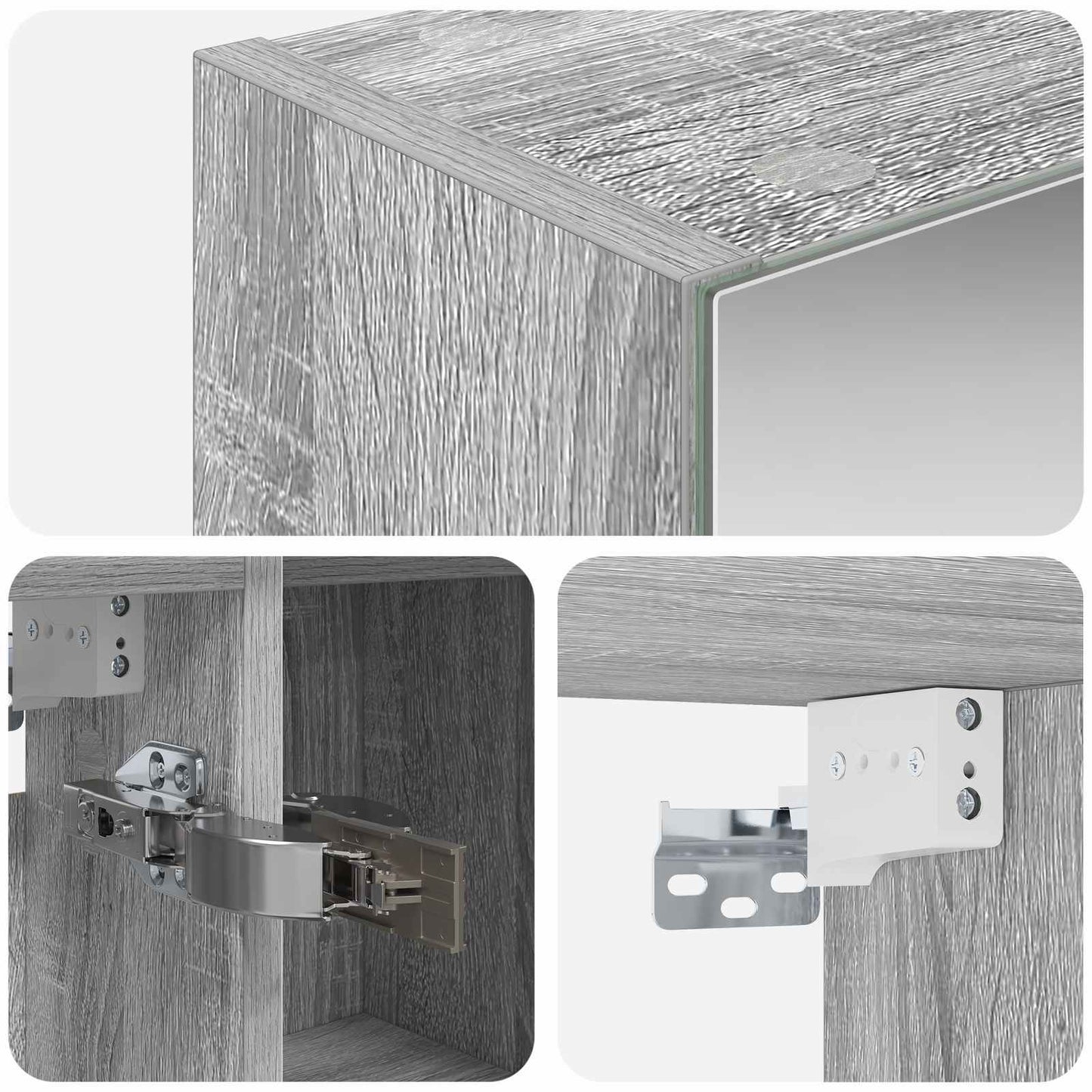 Bathroom Mirror Cabinet Grey Sonoma 80 x 14.5 x 70 cm