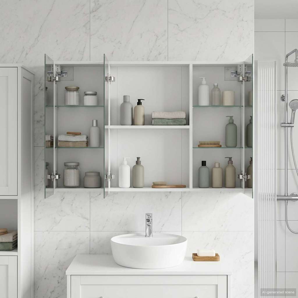 Bathroom Mirror Cabinet White 100 x 14.5 x 70 cm
