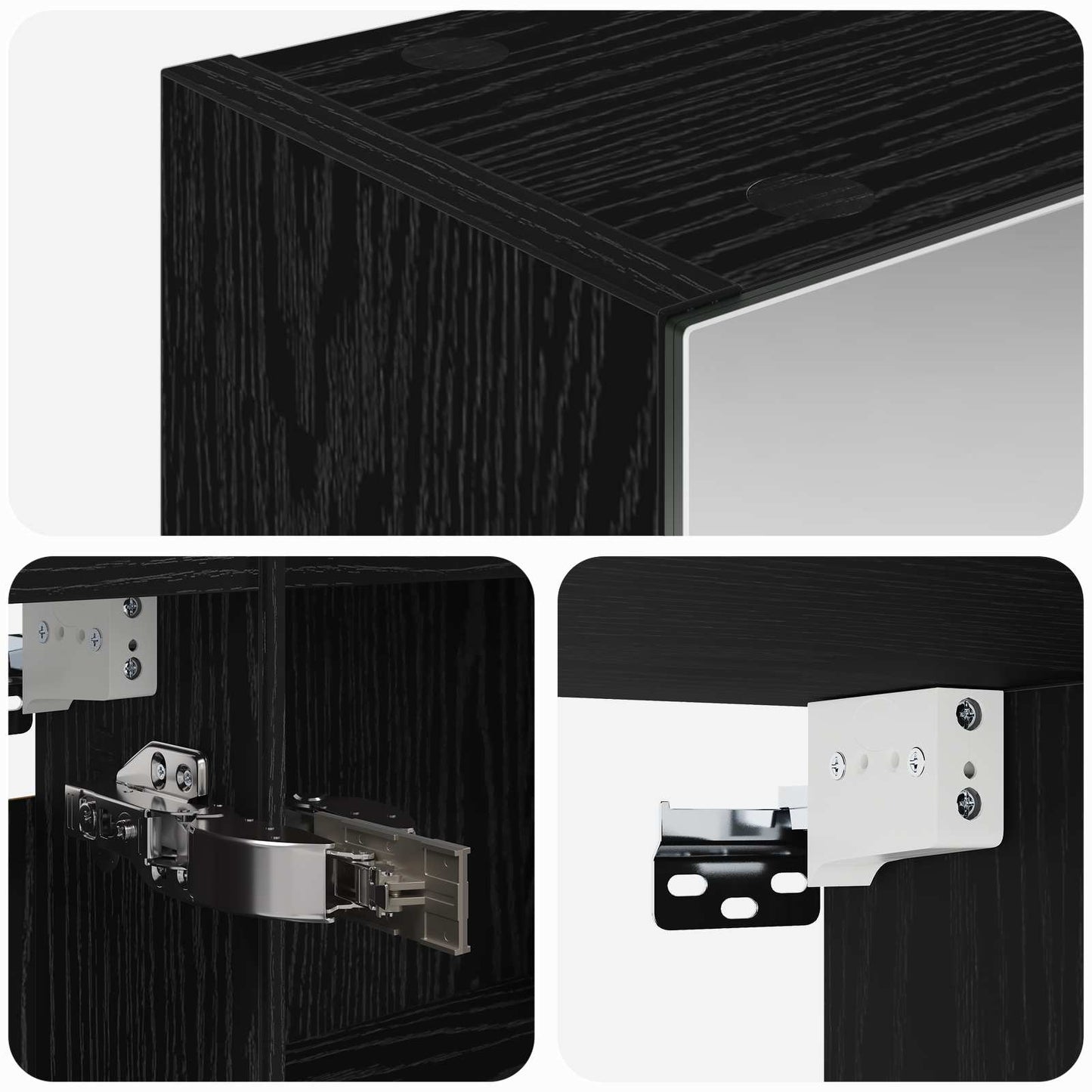 Bathroom Mirror Cabinet Black Oak 100 x 14.5 x 70 cm