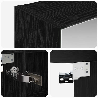 Bathroom Mirror Cabinet Black Oak 100 x 14.5 x 70 cm
