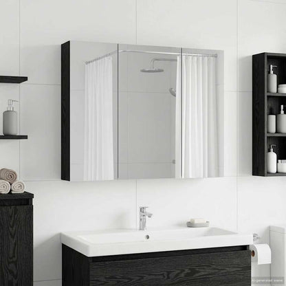 Bathroom Mirror Cabinet Black Oak 100 x 14.5 x 70 cm