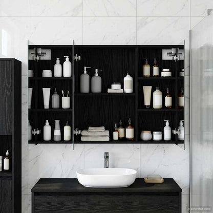 Bathroom Mirror Cabinet Black Oak 100 x 14.5 x 70 cm