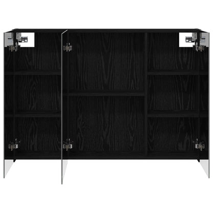 Bathroom Mirror Cabinet Black Oak 100 x 14.5 x 70 cm