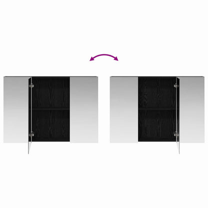 Bathroom Mirror Cabinet Black Oak 100 x 14.5 x 70 cm