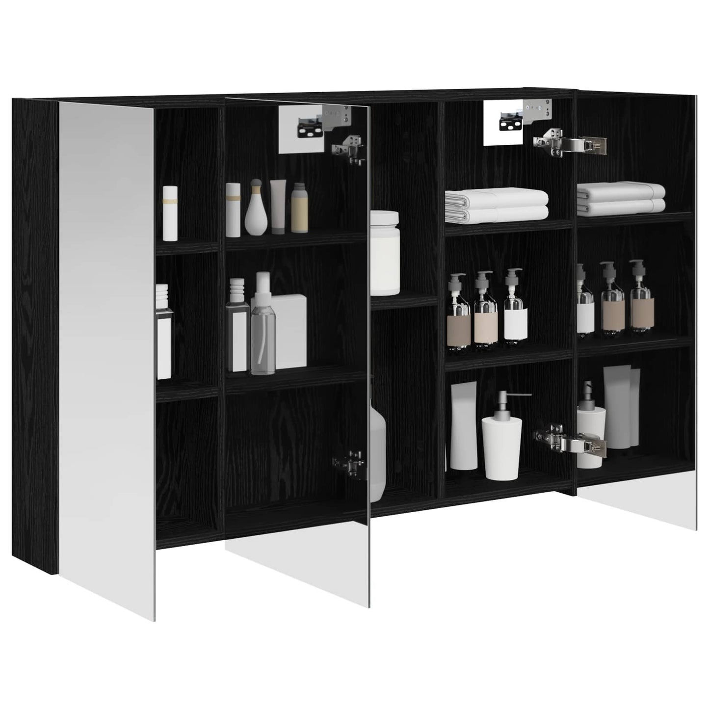 Bathroom Mirror Cabinet Black Oak 100 x 14.5 x 70 cm