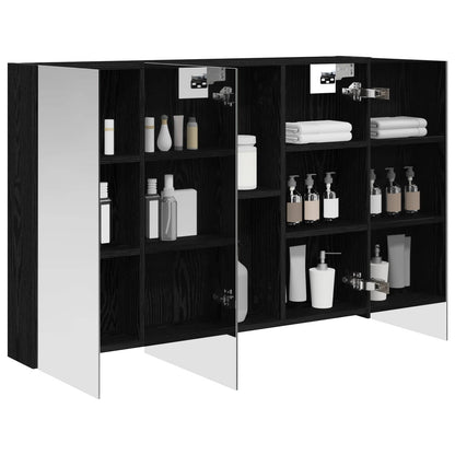 Bathroom Mirror Cabinet Black Oak 100 x 14.5 x 70 cm
