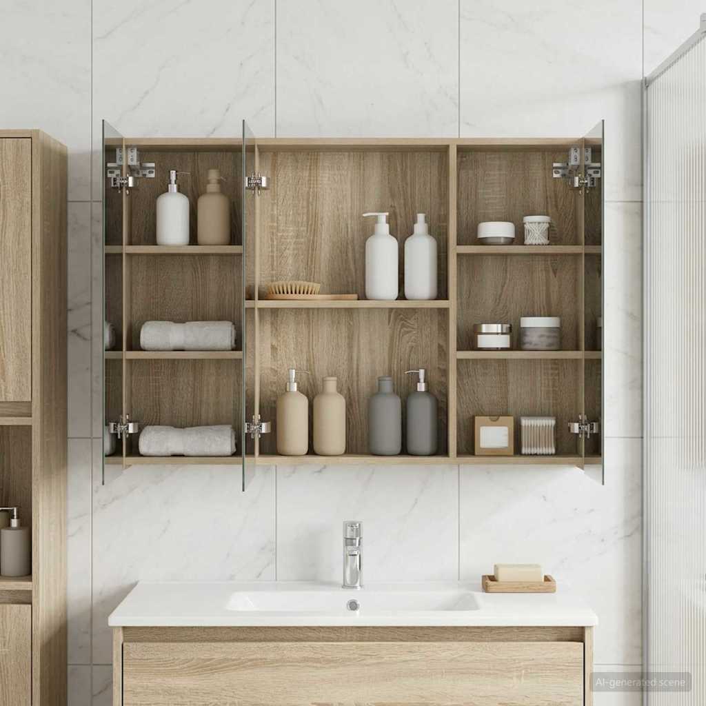 Bathroom Mirror Cabinet Sonoma Oak 100 x 14.5 x 70 cm