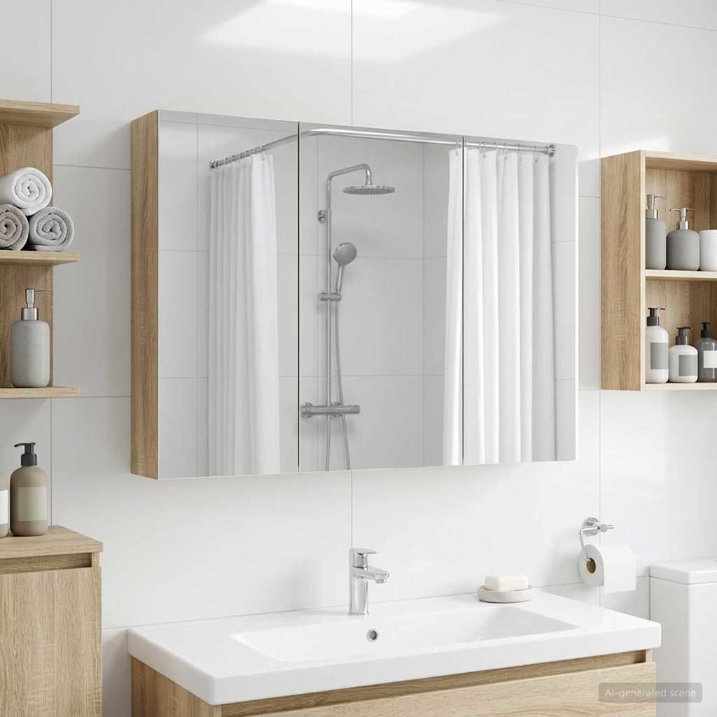 Bathroom Mirror Cabinet Sonoma Oak 100 x 14.5 x 70 cm