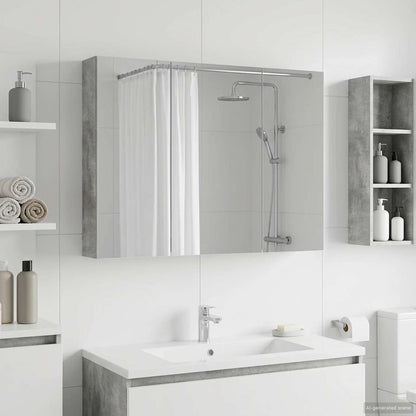 Bathroom Mirror Cabinet Concrete Grey 100 x 14.5 x 70 cm