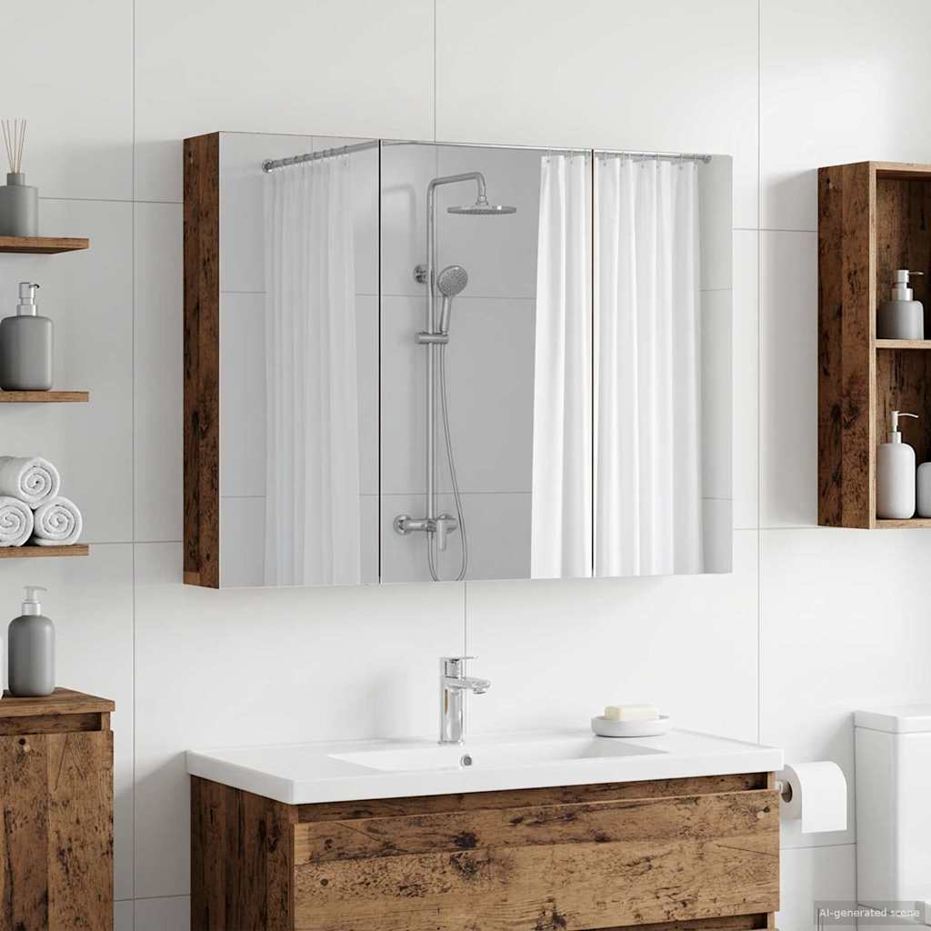 Bathroom Mirror Cabinet Old Wood 100 x 14.5 x 70 cm