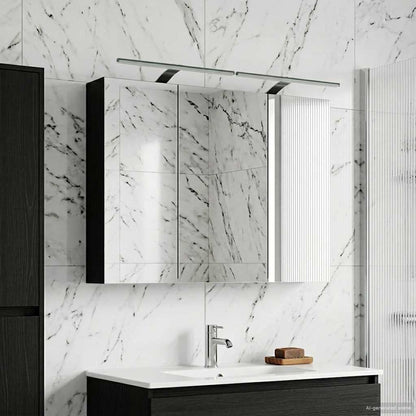 Bathroom Mirror Cabinet Black Oak 100 x 14.5 x 70 cm