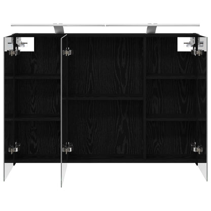 Bathroom Mirror Cabinet Black Oak 100 x 14.5 x 70 cm