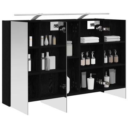 Bathroom Mirror Cabinet Black Oak 100 x 14.5 x 70 cm