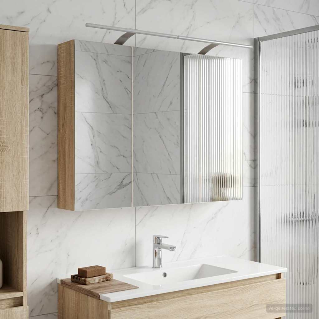 Bathroom Mirror Cabinet Sonoma Oak 100 x 14.5 x 70 cm